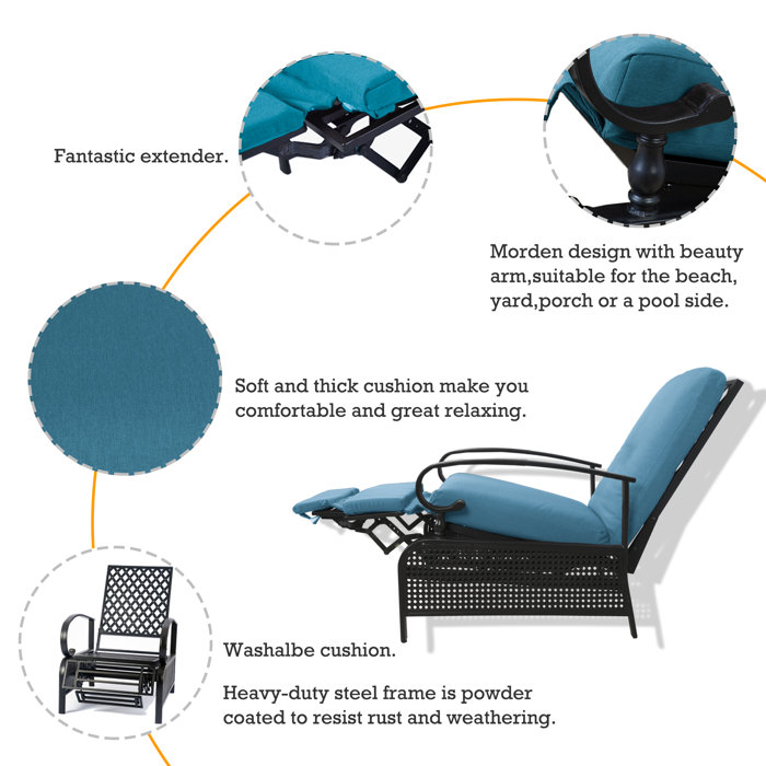Latitude Run® Aadhira Recliner Patio Chair with Cushions & Reviews